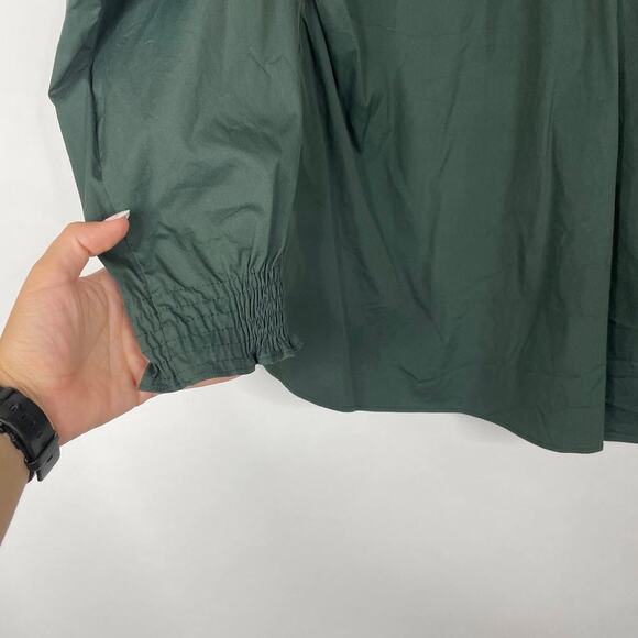 2/$30 Zara Poplin Shirt XS Ruffle Frills Bottle Balloon Sleeve Puff Green #1663 - Picture 7 of 15